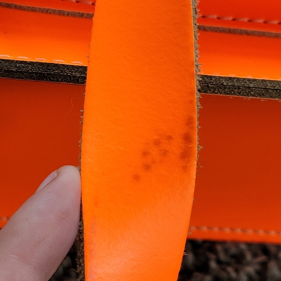 The Leather Satchel Co satchel with Crossbody Straps in Neon Orange - Picture 11 of 16